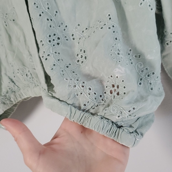 Young Fabulous Broke Potassium Green Tia Eyelet Wrap Kimono Sleeve Top - Picture 9 of 14